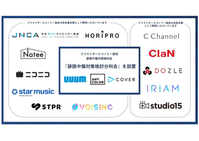 UUUMが代表理事を務める一般社団法人クリエイターエコノミー協会、誹謗中傷対策検討分科会を設置「悪意のある誹謗中傷には断固たる措置を」の共同発表を実施